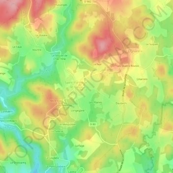 Carte topographique La Vergne, altitude, relief