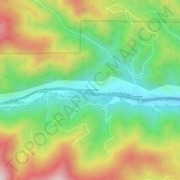 Carte topographique Downieville, altitude, relief