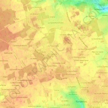 Carte topographique Barbarie, altitude, relief