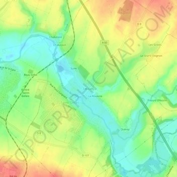 Carte topographique Les Lucs, altitude, relief