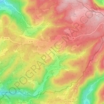 Carte topographique La Bachetey, altitude, relief