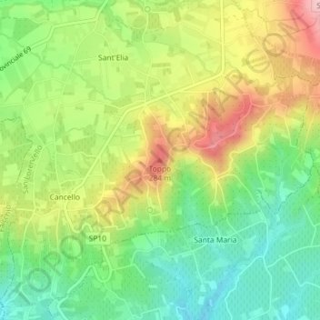 Carte topographique Toppo, altitude, relief