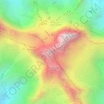 Carte topographique Pico Simón Bolívar, altitude, relief