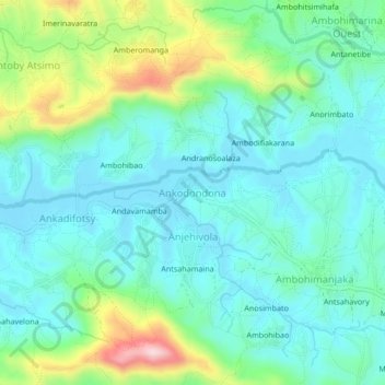 Carte topographique Ankodondona, altitude, relief