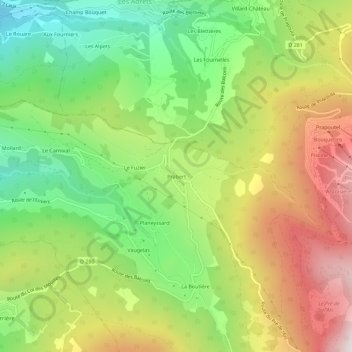 Carte topographique Prabert, altitude, relief