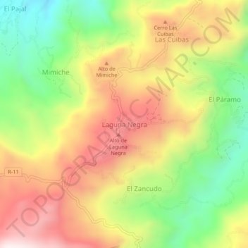 Carte topographique Laguna Negra, altitude, relief