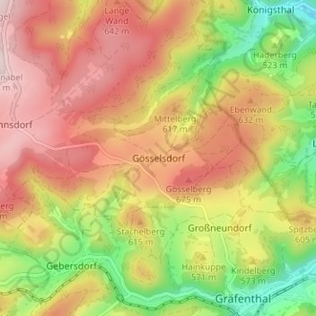 Carte topographique Gösselsdorf, altitude, relief