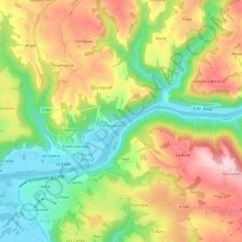 Carte topographique Bellevue, altitude, relief