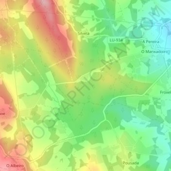 Carte topographique Devesos, altitude, relief