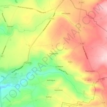 Carte topographique Fougeolles, altitude, relief