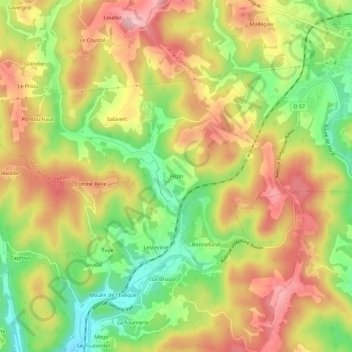 Carte topographique Pézin, altitude, relief