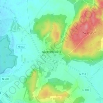 Carte topographique Gullbrandstorp, altitude, relief