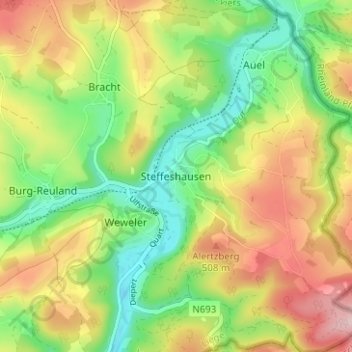 Carte topographique Steffeshausen, altitude, relief