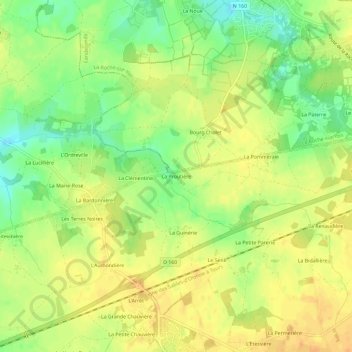 Carte topographique La Proutière, altitude, relief