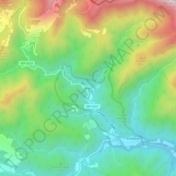 Carte topographique Beget, altitude, relief