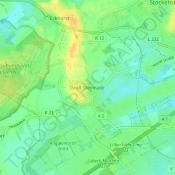 Carte topographique Groß Steinrade, altitude, relief