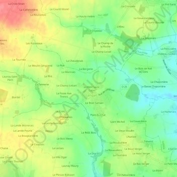 Carte topographique Saint-Lubin, altitude, relief