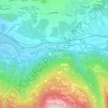 Carte topographique Sazzo, altitude, relief