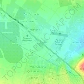Carte topographique Los Brasiles, altitude, relief