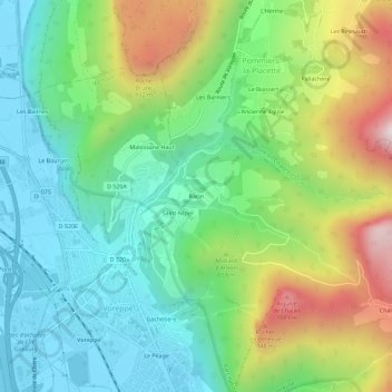 Carte topographique Racin, altitude, relief
