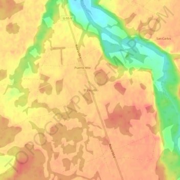 Carte topographique El Escudo, altitude, relief