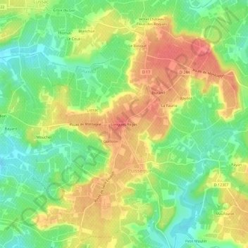 Carte topographique Longues Règes, altitude, relief