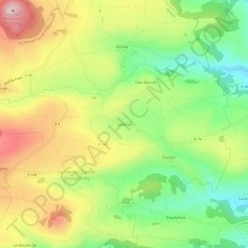 Carte topographique Ludieres, altitude, relief