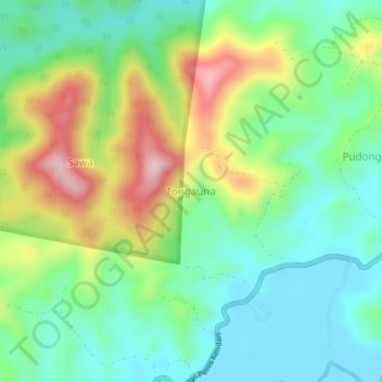 Carte topographique Tongauna, altitude, relief