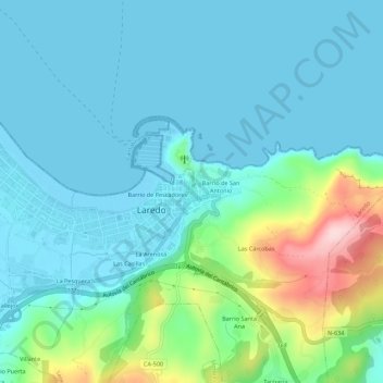 Carte topographique Puebla Vieja, altitude, relief