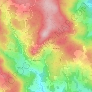 Carte topographique Le Vernet, altitude, relief