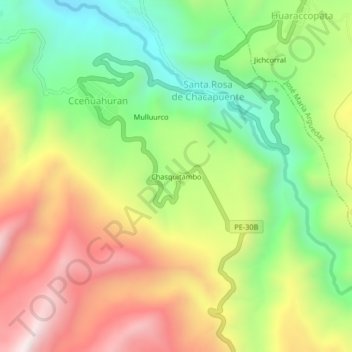 Carte topographique Chasquitambo, altitude, relief