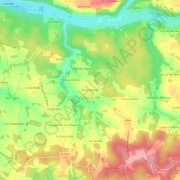 Carte topographique Les Cabanes, altitude, relief