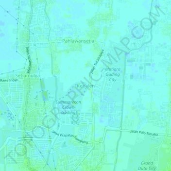 Carte topographique Kebalen, altitude, relief