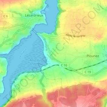 Carte topographique Crec'h Tiai, altitude, relief