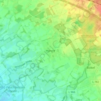 Carte topographique Hörste, altitude, relief