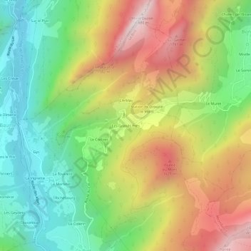 Carte topographique Les Grands Prés, altitude, relief