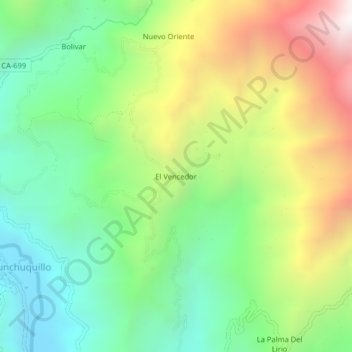 Carte topographique El Vencedor, altitude, relief