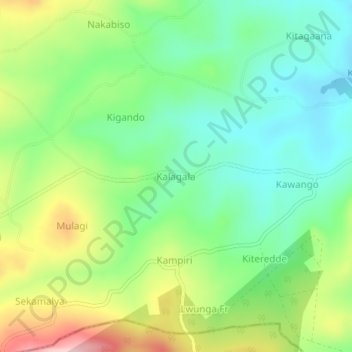 Carte topographique Kalagala, altitude, relief