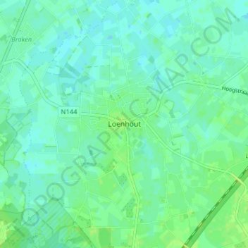 Carte topographique Loenhout, altitude, relief