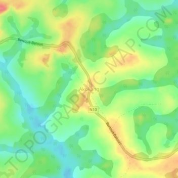 Carte topographique Akokang, altitude, relief