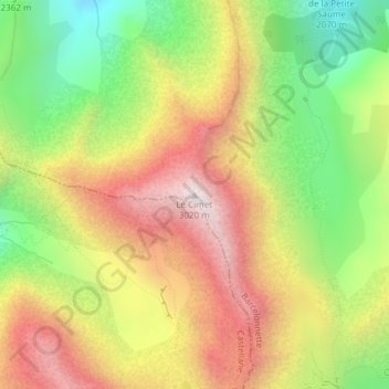 Carte topographique Le Cimet, altitude, relief