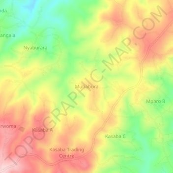 Carte topographique Muhabura, altitude, relief