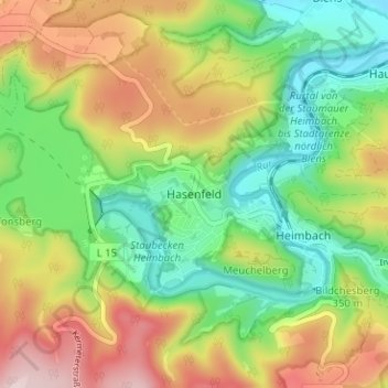 Carte topographique Hasenfeld, altitude, relief