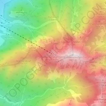 Carte topographique Tegelberg, altitude, relief