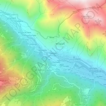 Carte topographique Roncaglie, altitude, relief