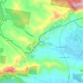 Carte topographique Red Hill, altitude, relief