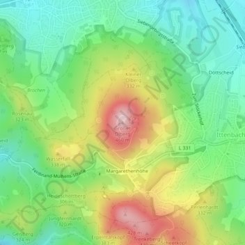 Carte topographique Großer Ölberg, altitude, relief