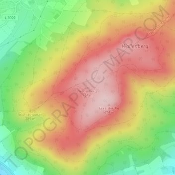 Carte topographique Wollenberg, altitude, relief