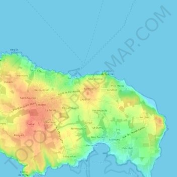 Carte topographique Kermoël, altitude, relief