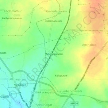 Carte topographique Mahalingapuram, altitude, relief